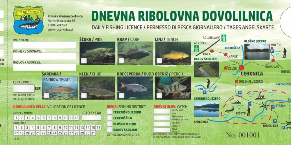 NOVE DNEVNE DOVOLILNICE ZA RIBOLOV